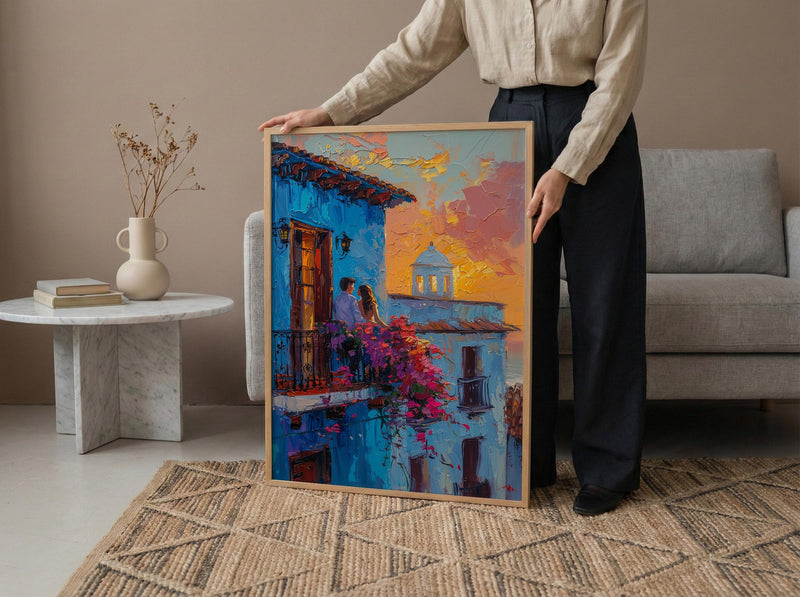 Havana Street Art, Romantic Balcony, Colonial Architecture, Impasto Oil Painting, Colombia Decor, Cityscape, Travel Lover Gift