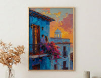 Havana Street Art, Romantic Balcony, Colonial Architecture, Impasto Oil Painting, Colombia Decor, Cityscape, Travel Lover Gift