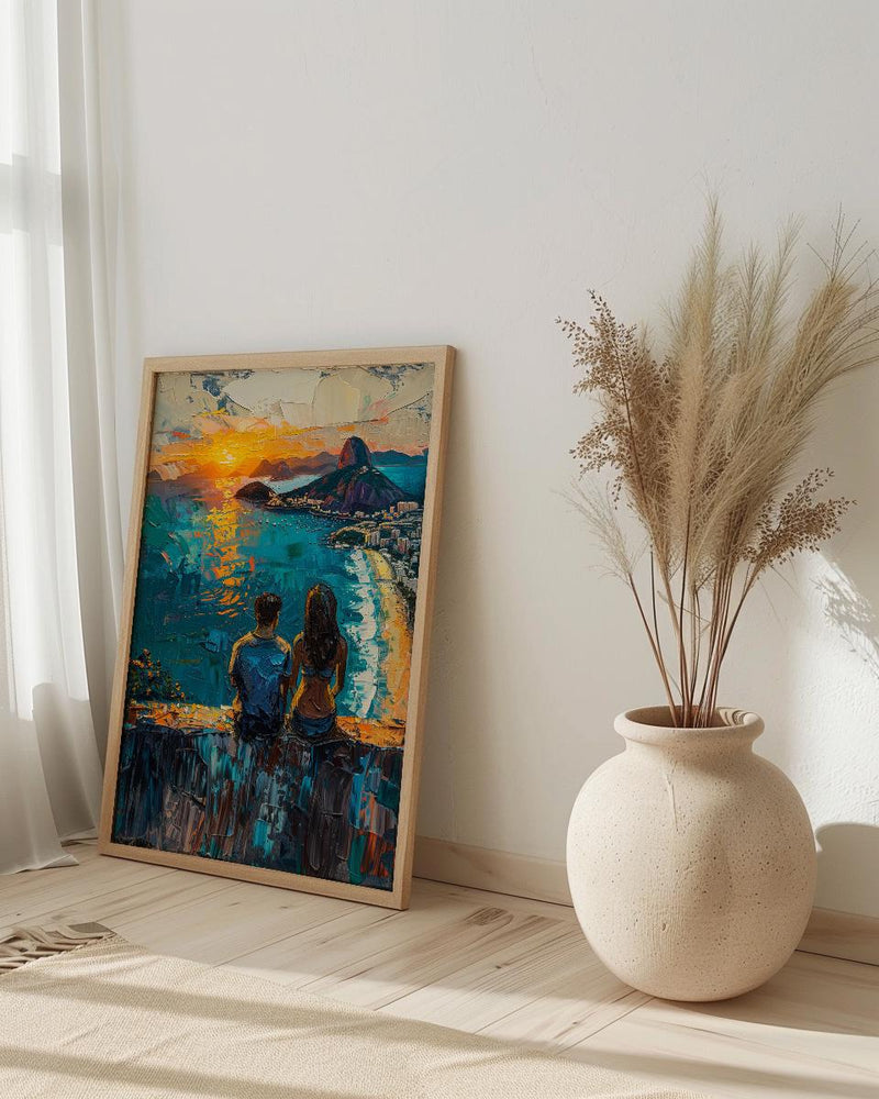 Rio de Janeiro Art, Christ Redeemer Print, Brazil Sunset, Impasto Oil Painting, Cityscape Decor, Travel Gift, Anniversary Gift