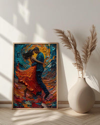 Salsa Dance Art, Latin Music Print, Dance Studio Decor, Impasto Oil Painting, Red Skirt, Passionate Gift, Anniversary Gift