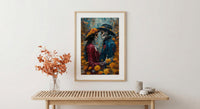 Day of the Dead Art, Skeleton Couple Print, Gothic Romance, Impasto Oil Painting, Mexican Decor, Marigold, Wedding Gift