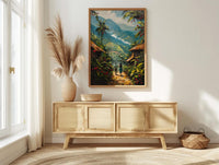 Coffee Farm Art, Colombia Landscape, Green Plantation, Impasto Oil Painting, Morning Mist, Kitchen Decor, Anniversary Gift