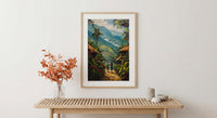 Coffee Farm Art, Colombia Landscape, Green Plantation, Impasto Oil Painting, Morning Mist, Kitchen Decor, Anniversary Gift
