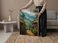 Coffee Farm Art, Colombia Landscape, Green Plantation, Impasto Oil Painting, Morning Mist, Kitchen Decor, Anniversary Gift