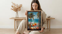 Miami Wall Art, Open Window View, South Beach Print, Tropical Ocean Painting, Florida Home Decor