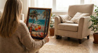 Miami Wall Art, Open Window View, South Beach Print, Tropical Ocean Painting, Florida Home Decor