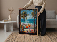 Miami Wall Art, Open Window View, South Beach Print, Tropical Ocean Painting, Florida Home Decor