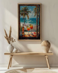 Miami Wall Art, Open Window View, South Beach Print, Tropical Ocean Painting, Florida Home Decor