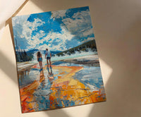 Yellowstone Wall Art, National Park Couple Print, Geyser Landscape Painting, Nature Travel Decor, Colorful Thermal Art
