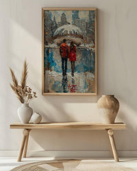Chicago Wall Art, Cloud Gate Bean Print, City Skyline Painting, Urban Couple Decor, Romantic Cityscape Art