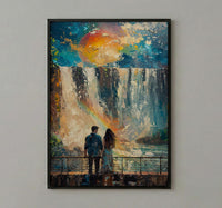 Iguazu Falls Art, Argentina Brazil Print, Waterfall Landscape, Impasto Oil Painting, Rainbow Decor, Nature Gift, Anniversary Gift
