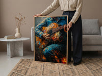 Spanish Guitar Art, Music Wall Decor, Romantic Serenade, Impasto Oil Painting, Warm Light, Musician Gift, Aesthetic Room Decor