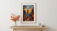 Istanbul Wall Art, Galata Tower Print, Turkey Travel Poster, Impasto Oil Painting, Golden Hour City, Wanderlust Decor, Urban