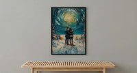 Alaska Wall Art, Northern Lights Couple Print, Aurora Borealis Painting, Night Sky Decor, Romantic Winter Gift