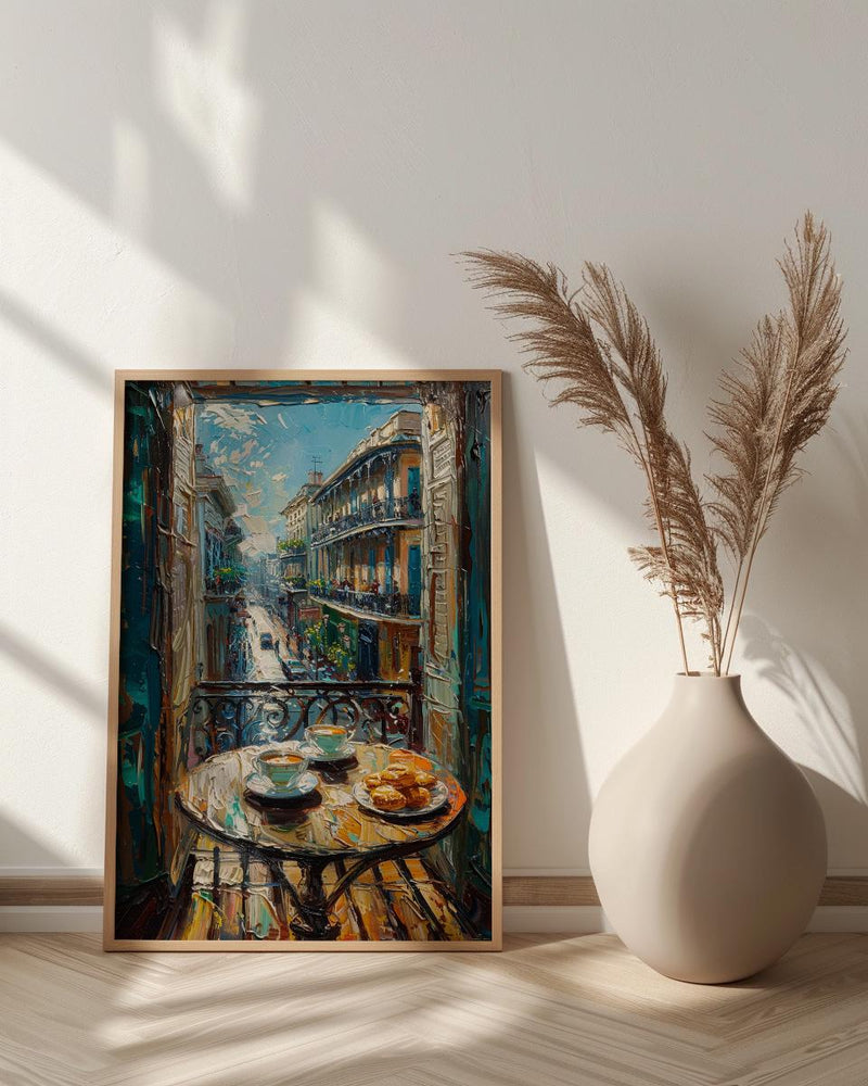New Orleans Wall Art, Open Window View, French Quarter Balcony Print, Jazz Decor, Cafe Du Monde Vibe