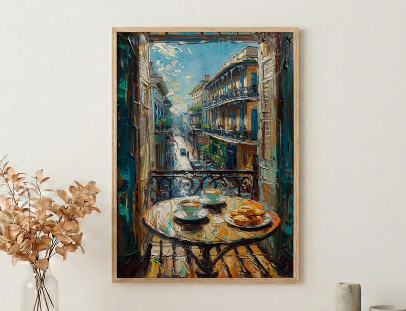 New Orleans Wall Art, Open Window View, French Quarter Balcony Print, Jazz Decor, Cafe Du Monde Vibe