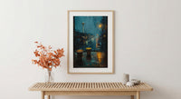 Seattle Wall Art, Rainy Window View, Space Needle Print, Coffee Lover Decor, Moody City Painting