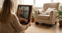 San Francisco Wall Art, Golden Gate Bridge Window View, Wine Decor Print, California Cityscape Painting