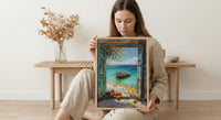 Zanzibar Wall Art, Tropical Beach Art Print, Open Window Poster, Ocean Landscape Painting, Summer Holiday Decor