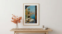 Egypt Nile River Poster, Ancient Temple Art Print, History Lover Wall Art, Open Window View, River Landscape