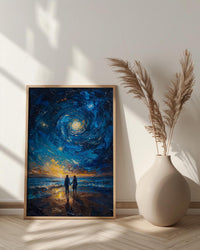 Starry Night Art, Desert Sky Print, Milky Way Painting, Impasto Oil Painting, Galaxy Decor, Romantic Couple, Engagement Gift