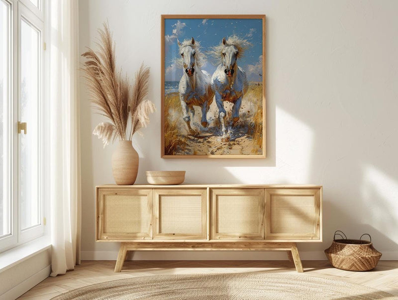Arabian Horse Art, White Horse Print, Desert Animal, Impasto Oil Painting, Equine Wall Decor, Nursery Decor, Elegant