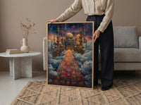 Magic Carpet Art, Whimsical Wall Decor, Fantasy Print, Impasto Oil Painting, Arabian Nights, Nursery Art, Wanderlust Decor