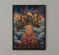 Magic Carpet Art, Whimsical Wall Decor, Fantasy Print, Impasto Oil Painting, Arabian Nights, Nursery Art, Wanderlust Decor