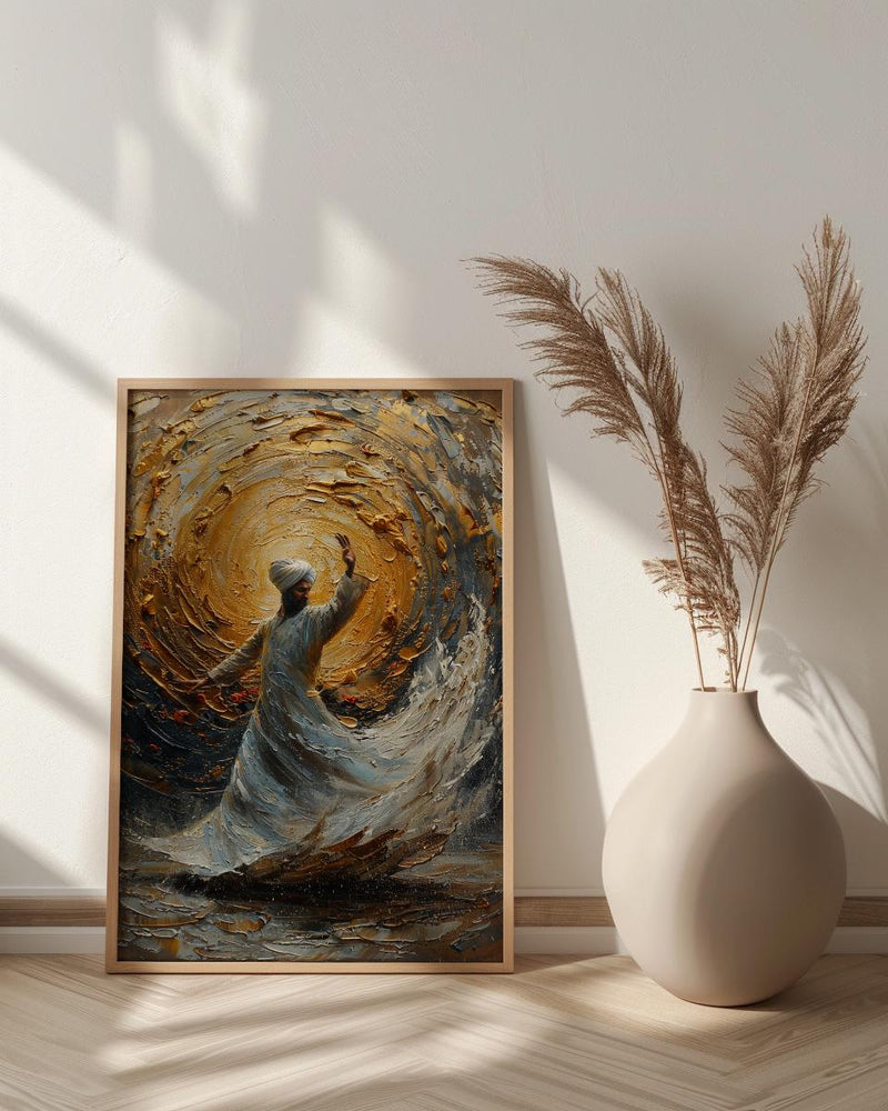 Whirling Dervish Art, Rumi Quote Print, Sufi Spiritual Decor, Impasto Oil Painting, Divine Love, Mevlana, Engagement Gift