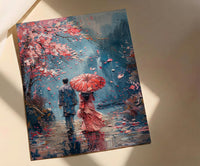 Japan Wall Art, Kyoto Cherry Blossom Art Print, Romantic Couple Poster, Spring Floral Painting, Asian Travel Decor
