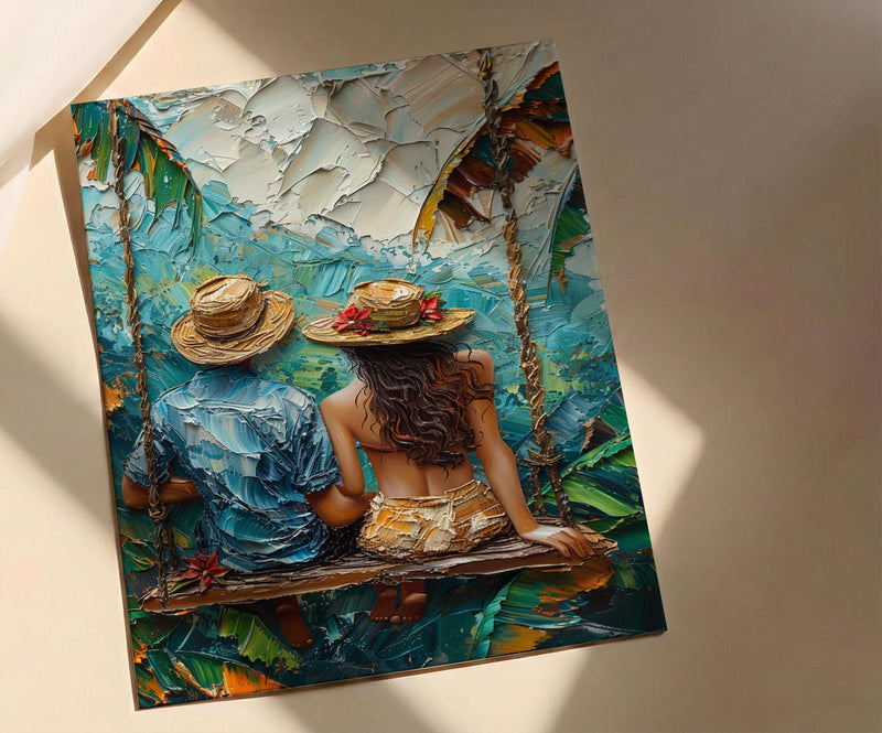 Bali Poster, Ubud Rice Terrace Art Print, Jungle Swing Wall Art, Tropical Nature Painting, Boho Asian Decor