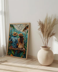 Bali Poster, Ubud Rice Terrace Art Print, Jungle Swing Wall Art, Tropical Nature Painting, Boho Asian Decor