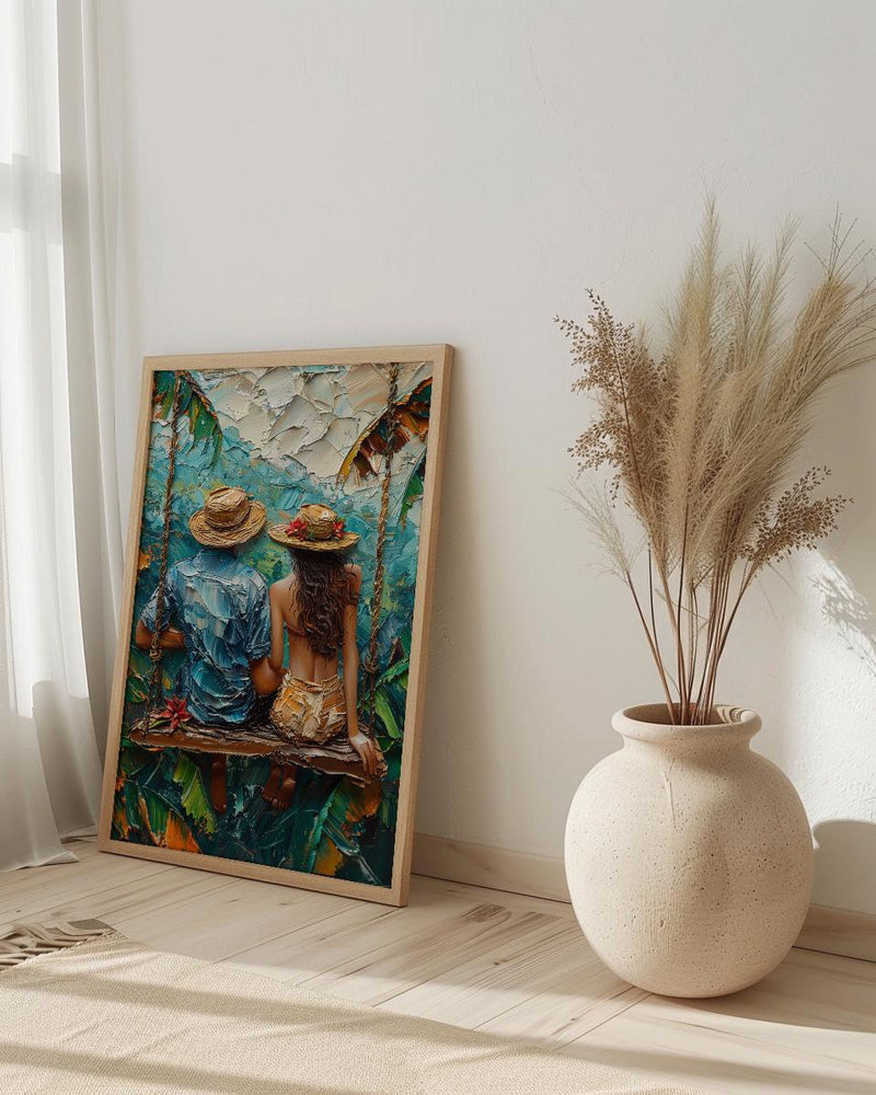 Bali Poster, Ubud Rice Terrace Art Print, Jungle Swing Wall Art, Tropical Nature Painting, Boho Asian Decor