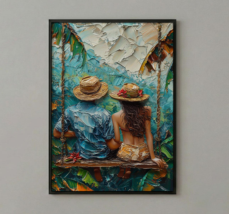 Bali Poster, Ubud Rice Terrace Art Print, Jungle Swing Wall Art, Tropical Nature Painting, Boho Asian Decor