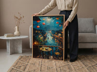 Vietnam Poster, Hoi An Lantern Art Print, Rainy Street Wall Art, Open Window Painting, Pho Noodle Decor