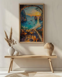 Thailand Beach Wall Art, Limestone Cliff Art Print, Open Window Poster, Tropical Sunset Painting, Asian Food Decor