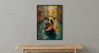 Venice Art Print, Italy Canal Wall Art, Gondola Romantic Poster, Historic Cityscape Painting, European Travel Decor