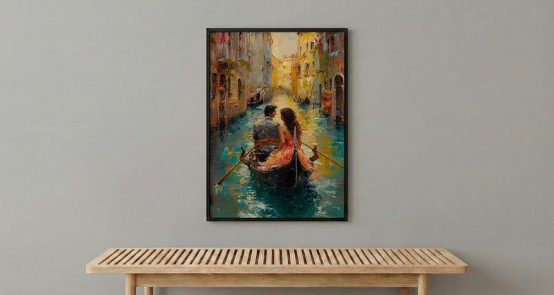 Venice Art Print, Italy Canal Wall Art, Gondola Romantic Poster, Historic Cityscape Painting, European Travel Decor