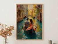 Venice Art Print, Italy Canal Wall Art, Gondola Romantic Poster, Historic Cityscape Painting, European Travel Decor