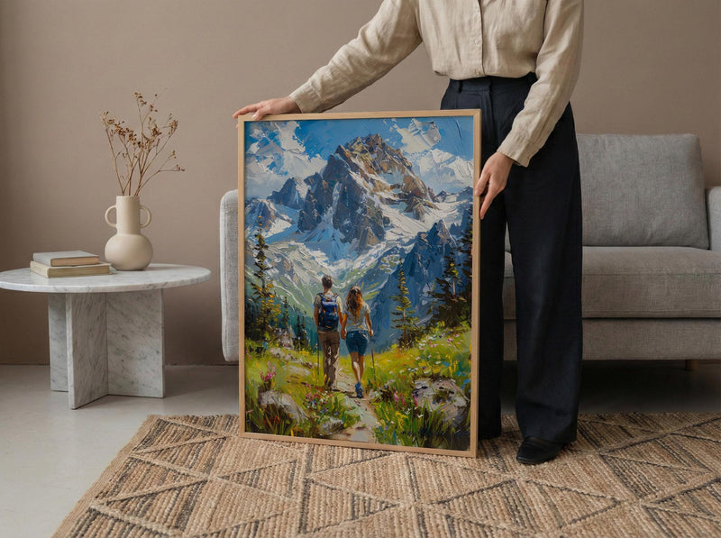 Swiss Alps Wall Art, Switzerland Mountain Art Print, Nature Adventure Poster, Snowy Peak Painting, European Landscape Decor