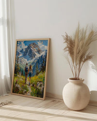 Swiss Alps Wall Art, Switzerland Mountain Art Print, Nature Adventure Poster, Snowy Peak Painting, European Landscape Decor