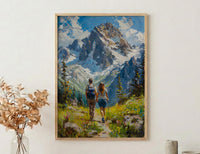 Swiss Alps Wall Art, Switzerland Mountain Art Print, Nature Adventure Poster, Snowy Peak Painting, European Landscape Decor