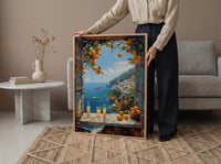Amalfi Coast Poster, Italy Window Art Print, Limoncello Ocean Wall Art, Lemon Tree Painting, Sunny Coastal Decor