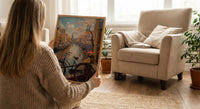 Amsterdam Wall Art, Netherlands Canal Art Print, Tulip Window Poster, Bicycle Cityscape Painting, Cozy Spring Decor