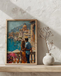 Jaipur Poster, Rajasthan Art Print, Pink City Wall Art, Palace Balcony Painting, Colorful Indian Decor
