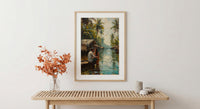 Kerala Art Print, India Backwaters Poster, Houseboat Wall Art, Tropical Palm Painting, South Indian Decor