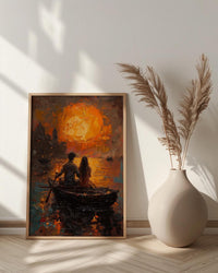 Varanasi Wall Art, Ganges River Art Print, Spiritual Sunset Poster, Boat Candle Painting, Hindu Culture Decor