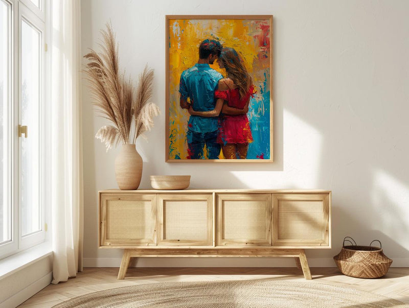 Holi Festival Poster, India Art Print, Colorful Couple Wall Art, Vibrant Powder Painting, Energetic Decor