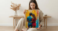 Holi Festival Poster, India Art Print, Colorful Couple Wall Art, Vibrant Powder Painting, Energetic Decor