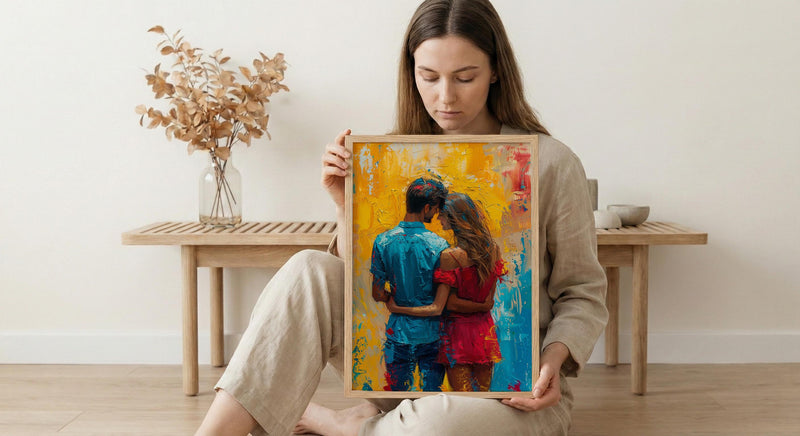 Holi Festival Poster, India Art Print, Colorful Couple Wall Art, Vibrant Powder Painting, Energetic Decor